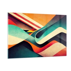 Cuadro sobre vidrio - Impresiones sobre Vidrio - Rayas de colores en una composición abstracta y dinámica - 120x80cm - Composición intensa - Decoración de pared moderna para salón y dormitorio ARTTOR