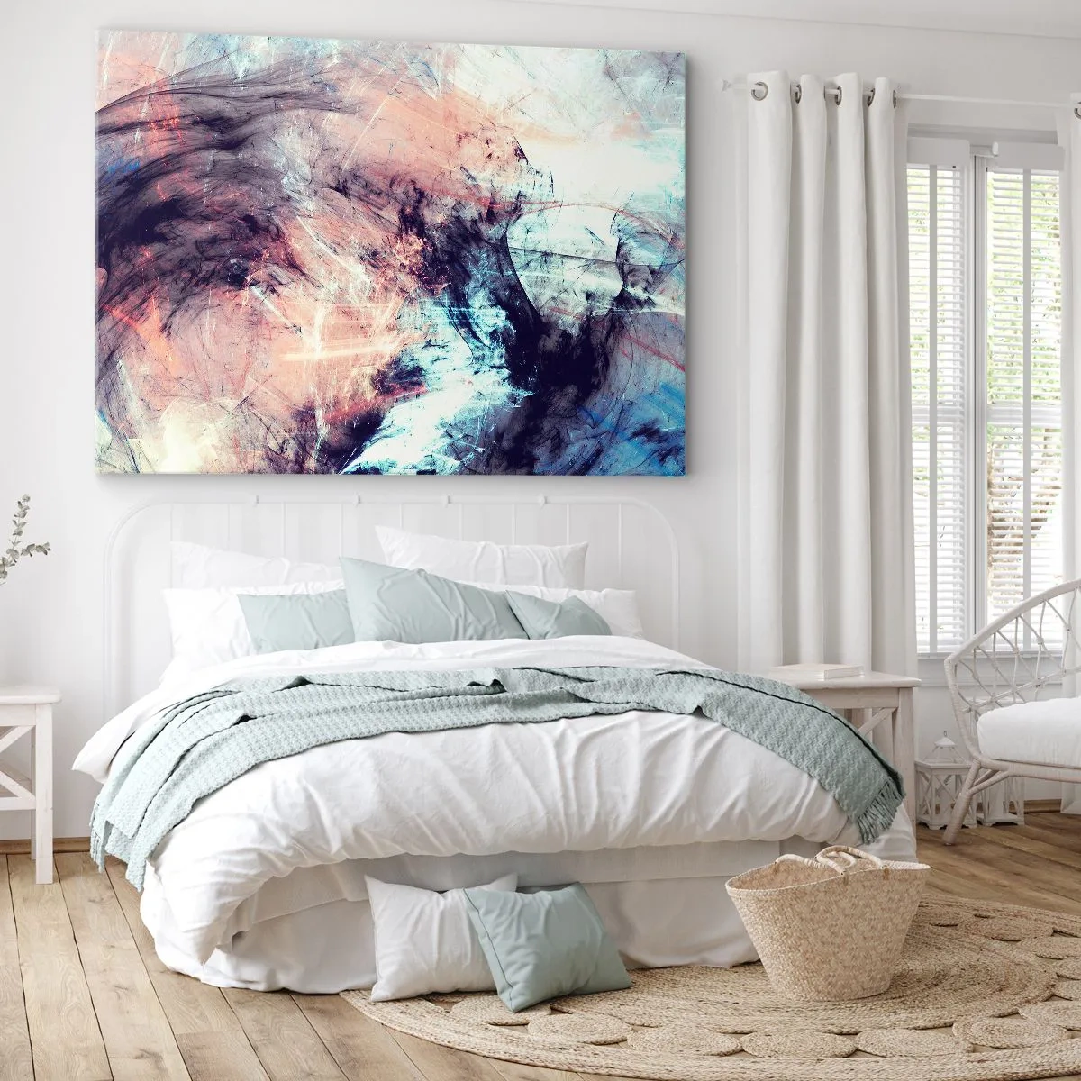 Cuadro sobre lienzo - Impresión de Imagen - Composición abstracta en tonos pastel y oscuros. - 70x50cm - Siente el viento - Decoración de pared moderna para salón y dormitorio ARTTOR