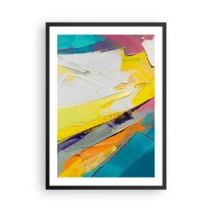 Póster en marco negro - Una pintura abstracta con colores dinámicos en tonos claros. - 50x70cm - Anatomía de la luz - Decoración de pared moderna para salón y dormitorio ARTTOR