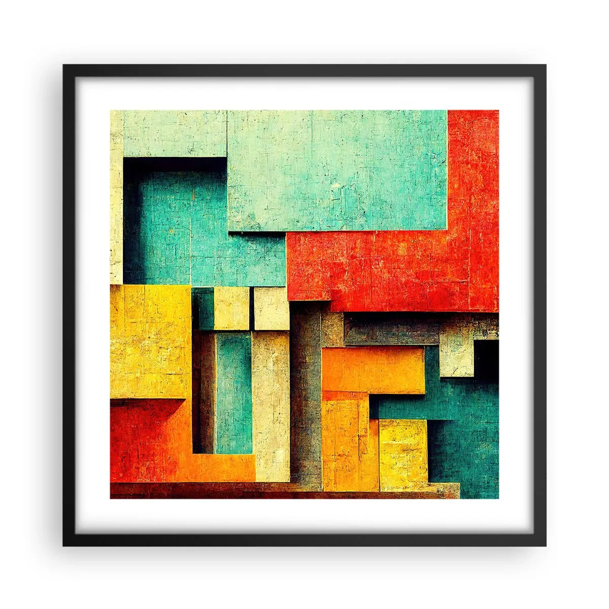 Póster en marco negro - Festival de ángulos rectos - 50x50 cm