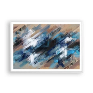 Póster en marco blanco - En una inclinación azul - 100x70 cm
