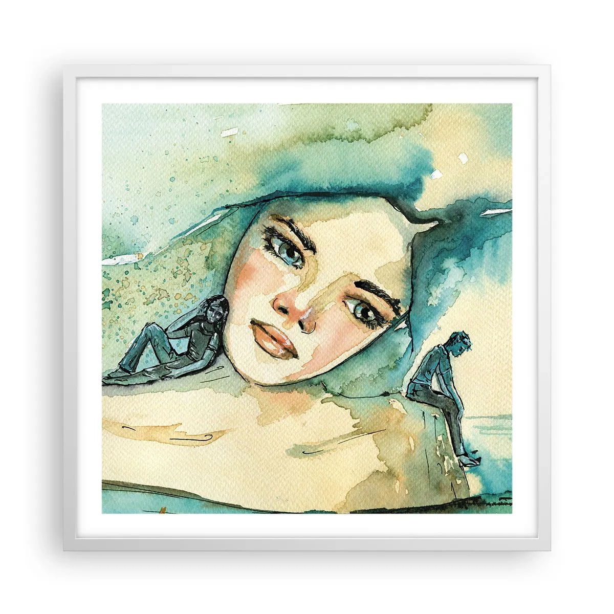 Póster en marco blanco - ¿Soy azul? - 60x60 cm