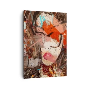 Cuadro sobre lienzo - Impresión de Imagen - Retrato abstracto de una mujer en colores intensos. - 50x70cm - Nadie sabe cómo eres realmente - Decoración de pared moderna para salón y dormitorio ARTTOR