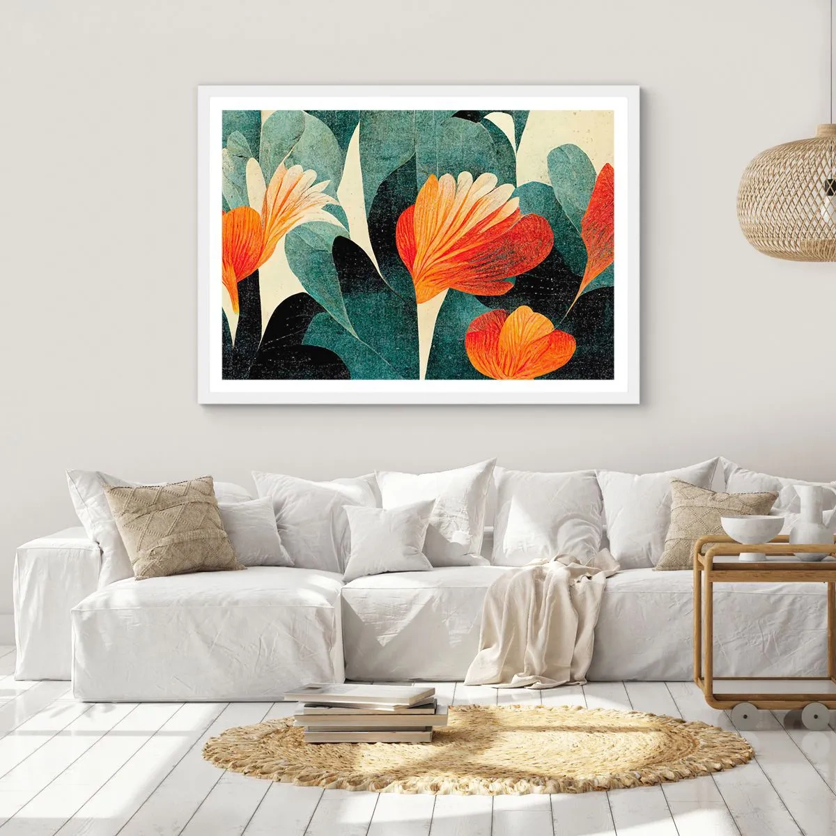 Póster en marco blanco - El calor del trópico y el frescor del verdor - 100x70 cm