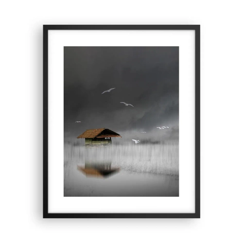 Póster en marco negro - Resguardo de la lluvia - 40x50 cm