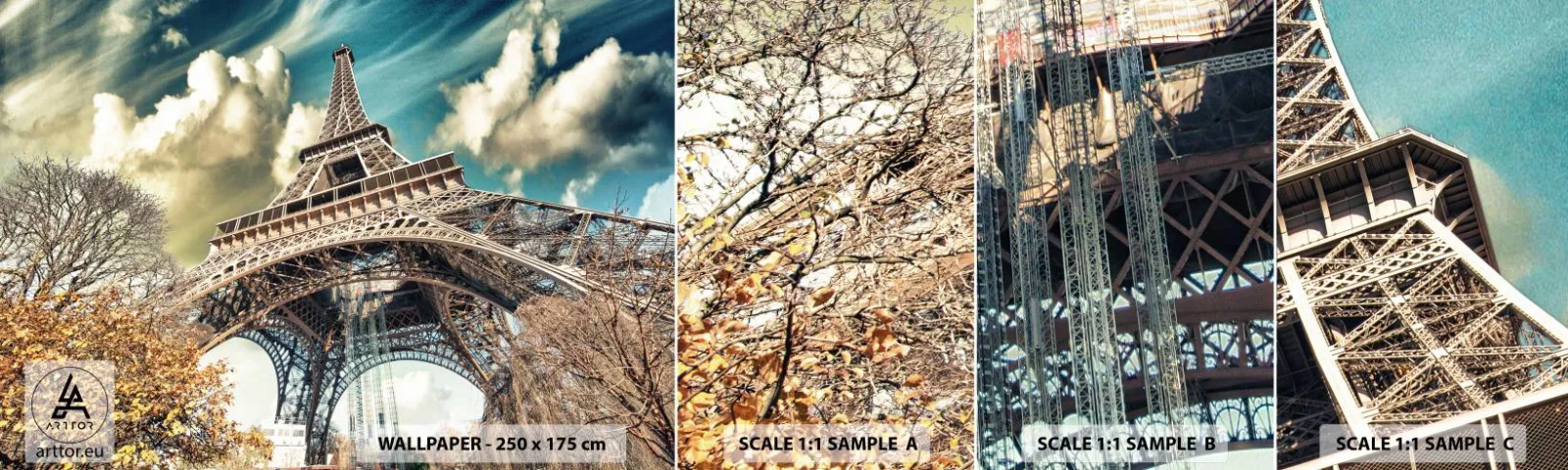 Muestra De Fotomural Standard Eco - Y en París, en otoño... - Ciudad, París, Torre Eiffel - 100x30 cm