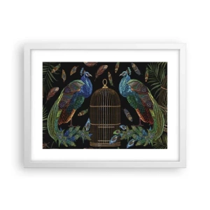 Póster en marco blanco - Con plumajes reales - 40x30 cm