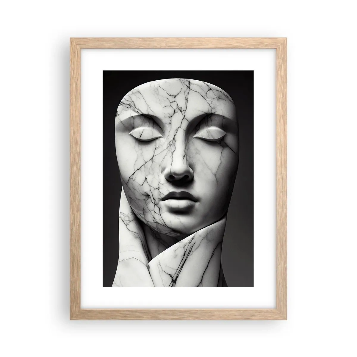 Póster en marco roble claro - Formas de mármol - 30x40 cm