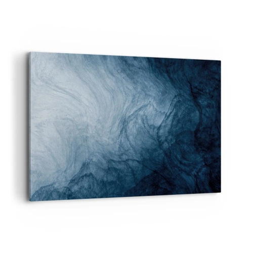 Cuadro sobre lienzo - Impresión de Imagen - Una composición abstracta en tonos azules y azul marino. - 100x70cm - En las profundidades - Decoración de pared moderna para salón y dormitorio ARTTOR