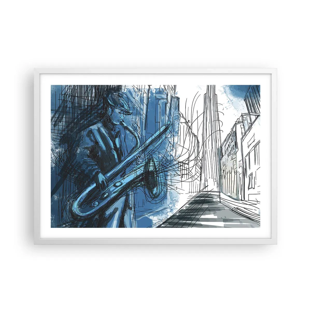 Póster en marco blanco - Rapsodia urbana - 70x50 cm