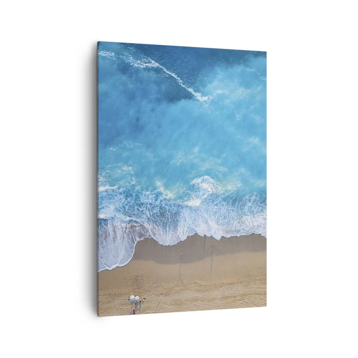 Cuadro sobre lienzo - Impresión de Imagen - Una vista de pájaro de la playa y las olas del mar. - 70x100cm - El poder del azul - Decoración de pared moderna para salón y dormitorio ARTTOR