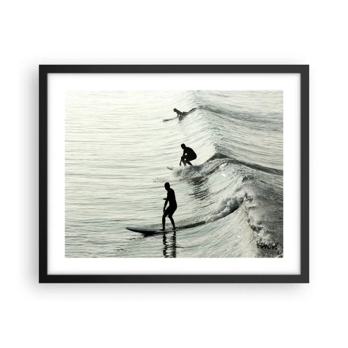 Póster en marco negro - Al encuentro de la ola - 50x40 cm