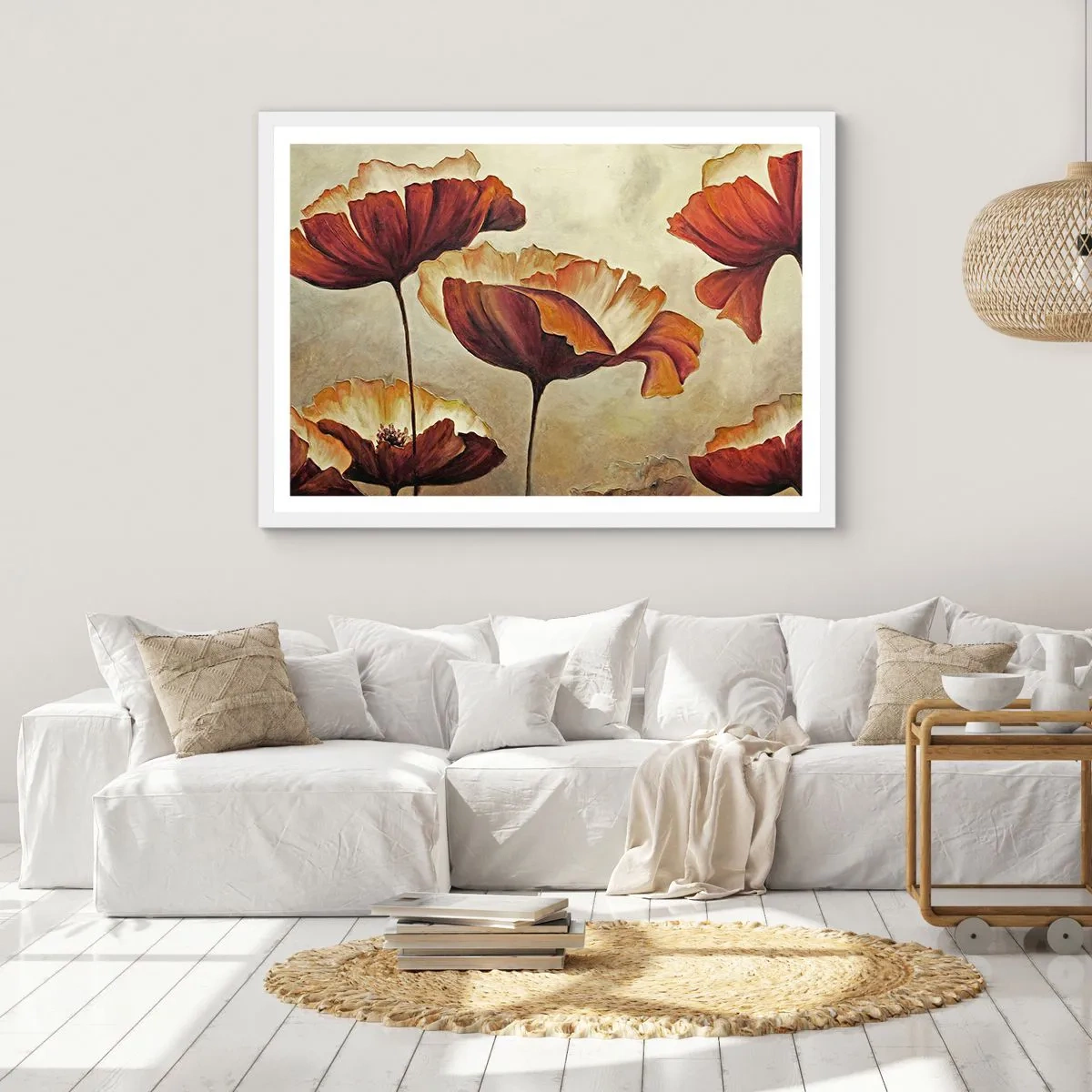 Póster en marco blanco - Prado de prados - 100x70 cm