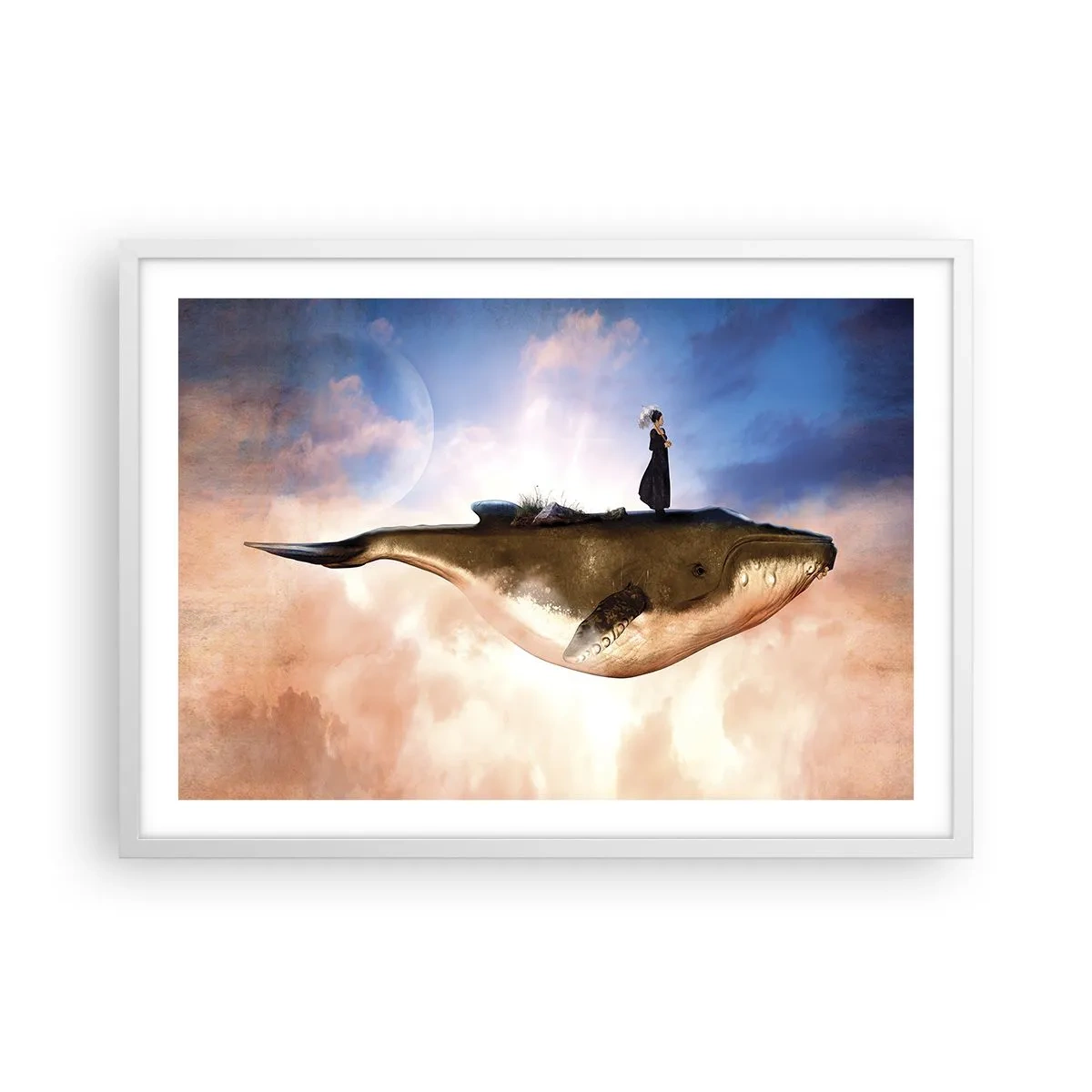 Póster en marco blanco - Un viaje surrealista - 70x50 cm