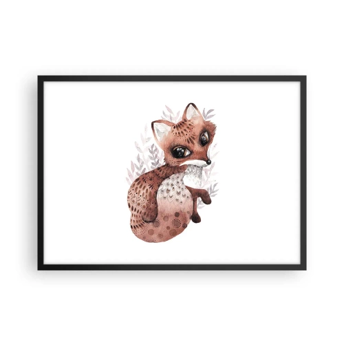 Póster en marco negro - Un lindo zorro de acuarela sobre un fondo claro. - 70x50cm - Dulzura y amor - Decoración de pared moderna para salón y dormitorio ARTTOR