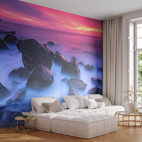 Fotomural Autadhesivo Deluxe Sticker - Nacimiento en la luz y la niebla - Paisaje, Océano, Atardecer - 100x70 cm