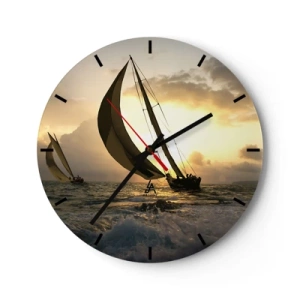 Reloj de pared - Reloj de vidrio - En contra y a favor del viento - 40x40 cm