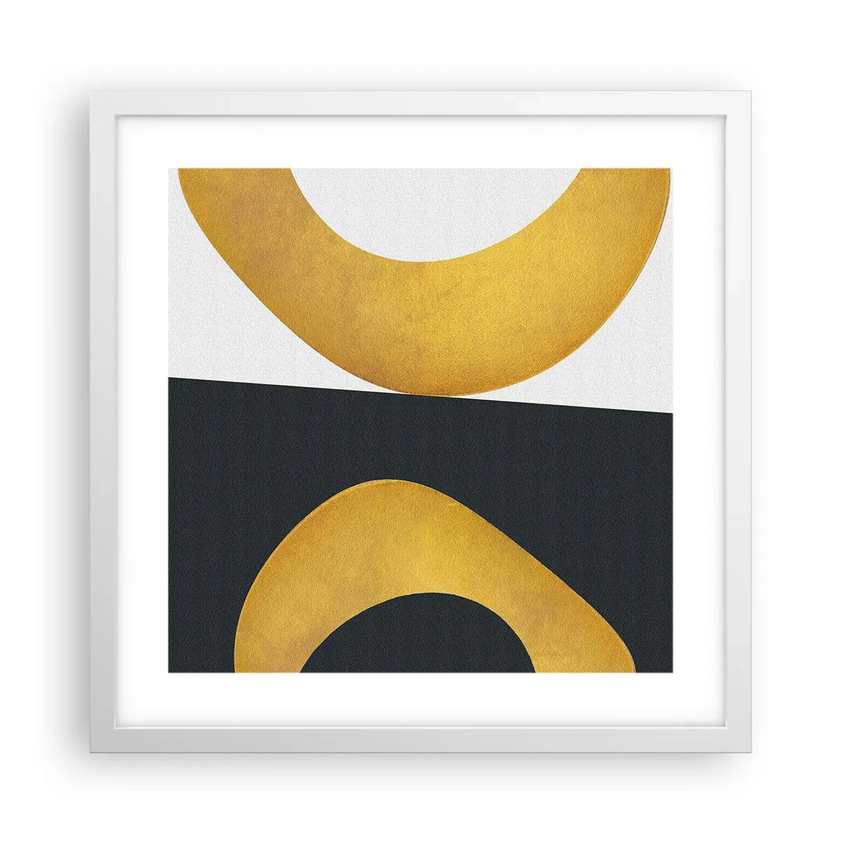 Póster en marco blanco - Blanco, negro, dorado - 40x40 cm