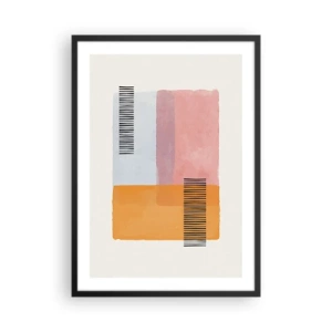 Póster en marco negro - Formas geométricas en colores pastel con acentos de líneas. - 50x70cm - La rectitud - Decoración de pared moderna para salón y dormitorio ARTTOR