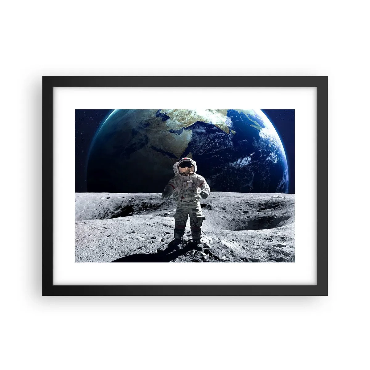 Póster en marco negro - Saludos desde la Luna - 40x30 cm