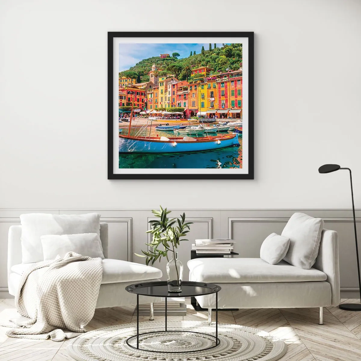Póster en marco negro - Mañanas italianas - 30x30 cm