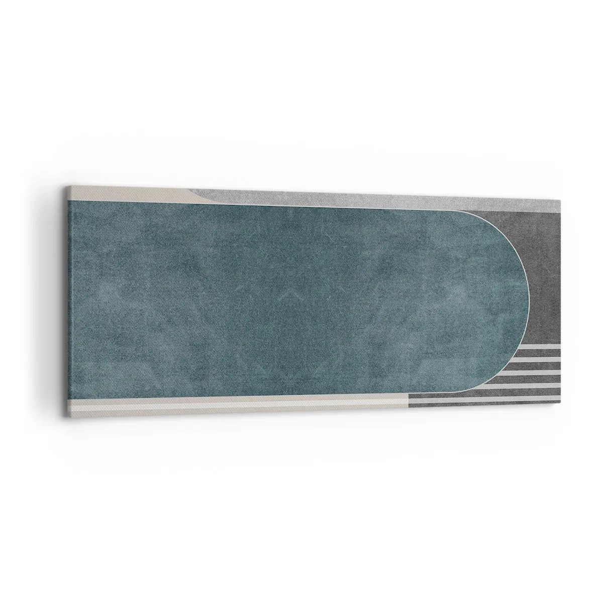 Cuadro sobre lienzo - Impresión de Imagen - Abstracción geométrica en tonos grises y verdes. - 120x50cm - Composición horizontal - Decoración de pared moderna para salón y dormitorio ARTTOR