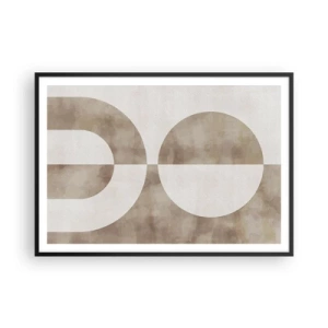 Póster en marco negro - Un cuadro abstracto en tonos beige con formas geométricas y simetría. - 100x70cm - Similitudes y diferencias - Decoración de pared moderna para salón y dormitorio ARTTOR