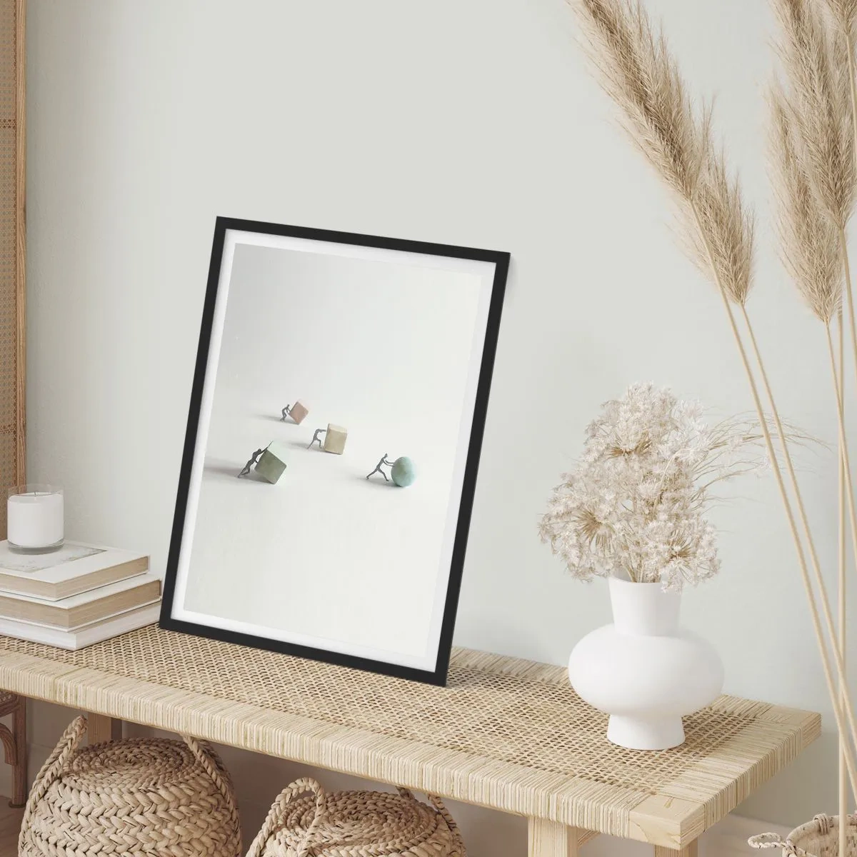 Póster en marco negro - El avance de la geometría - 70x100 cm