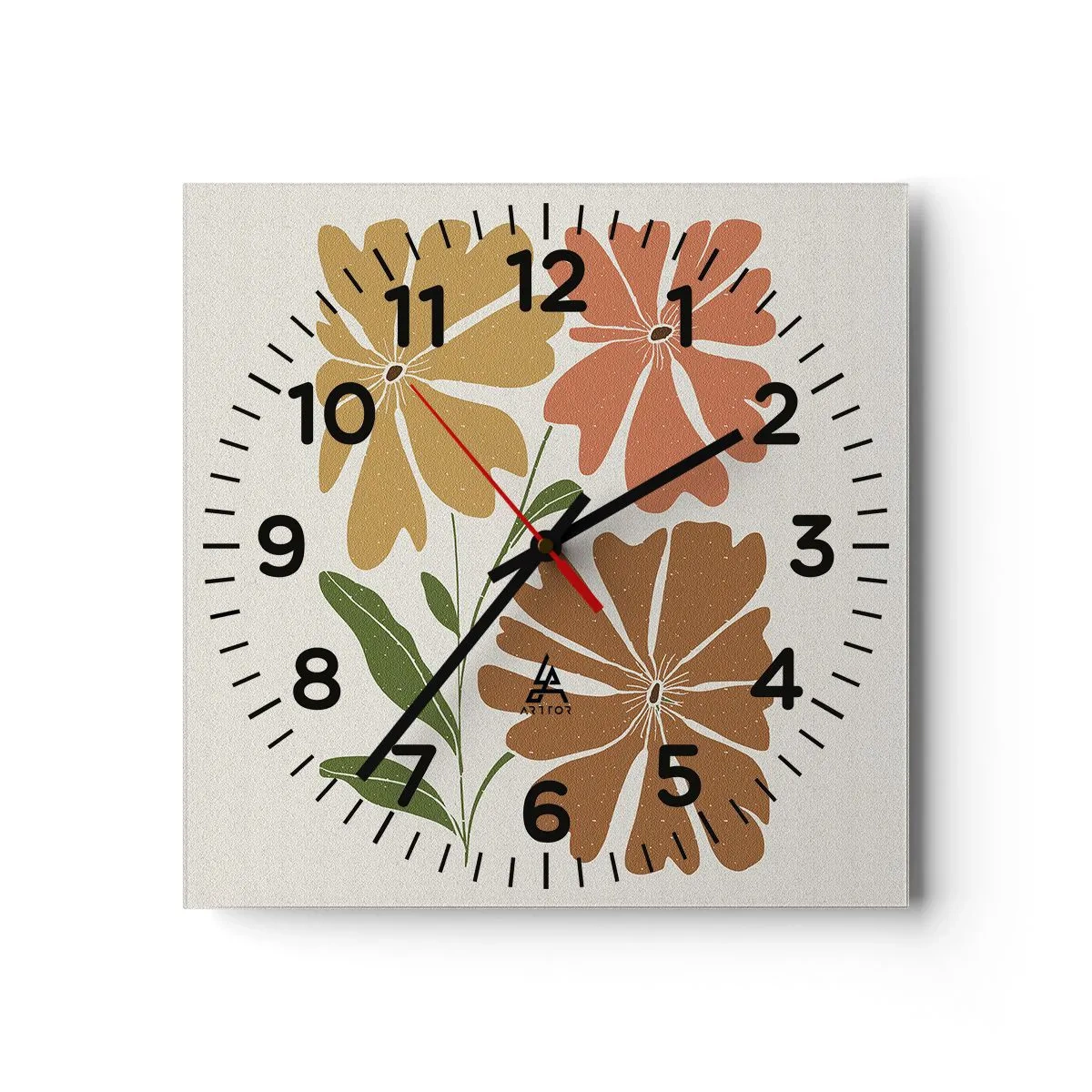 Reloj de pared - Reloj de vidrio - Naturaleza y geometría - 40x40 cm