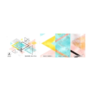 Muestra De Fotomural Standard Eco - Un juego geométrico - Brillante, triangulos, Minimalismo - 100x30 cm