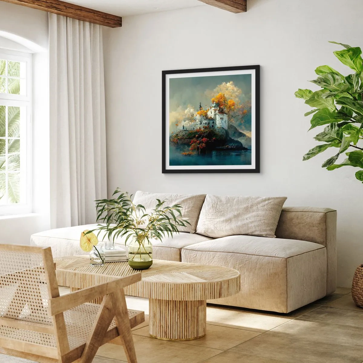 Póster en marco negro - El comienzo de una historia romántica - 40x40 cm