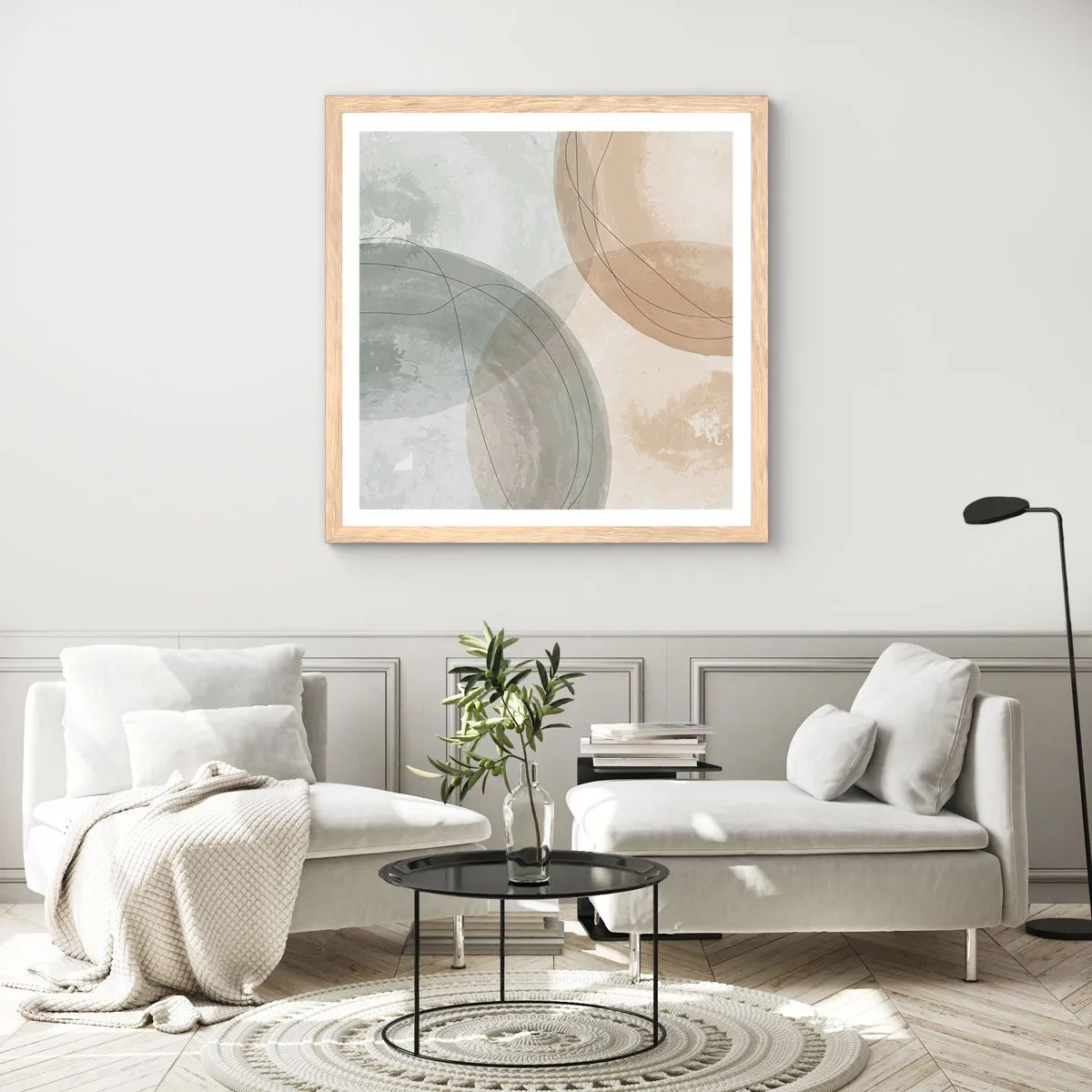 Póster en marco roble claro - Mundos que se entrecruzan - 30x30 cm