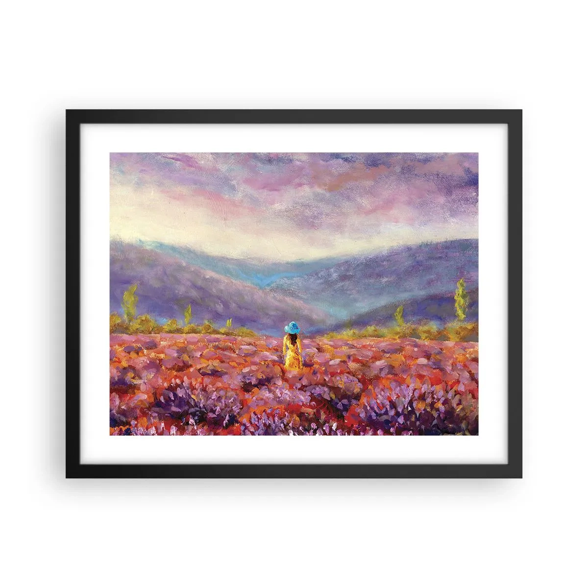 Póster en marco negro - En un mundo de lavanda - 50x40 cm