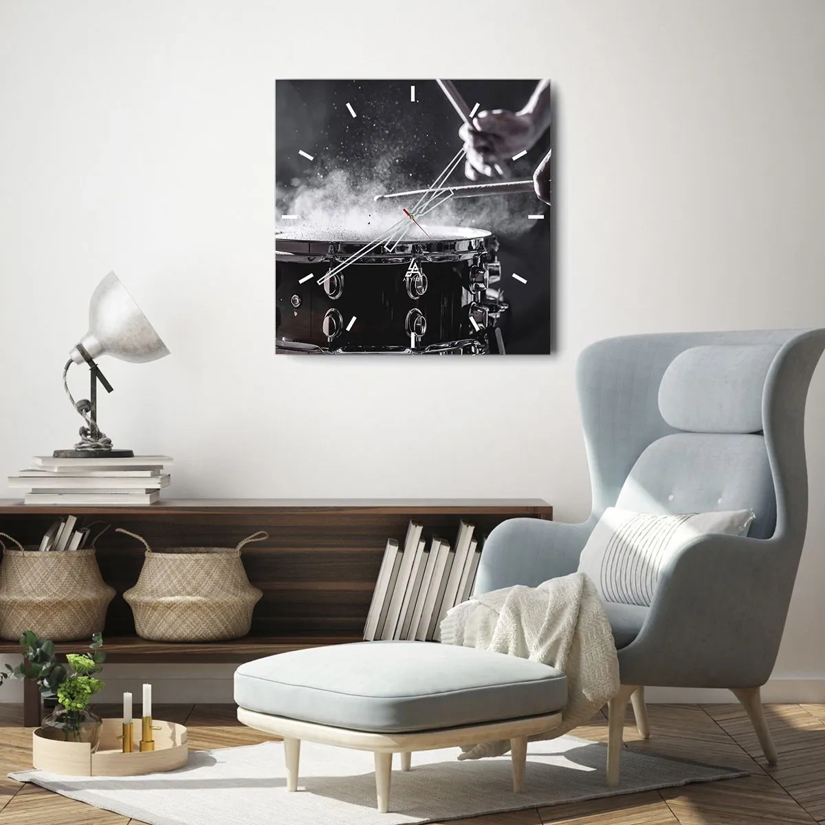 Reloj de pared - Reloj de vidrio - El pulso de la música - 40x40 cm