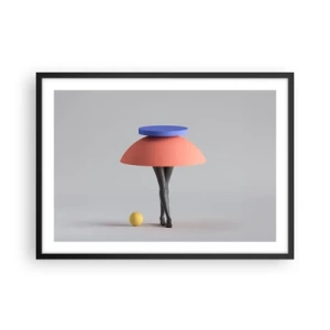 Póster en marco negro - Composición geométrica abstracta con piernas y una pelota. - 70x50cm - Composición surrealista - Decoración de pared moderna para salón y dormitorio ARTTOR