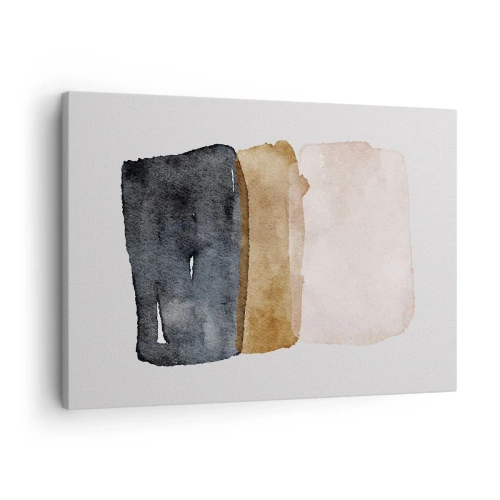 Cuadro sobre lienzo - Impresión de Imagen - Una composición minimalista de tres rectángulos en tonos tierra. - 70x50cm - Una composición de colores tierra - Decoración de pared moderna para salón y dormitorio ARTTOR
