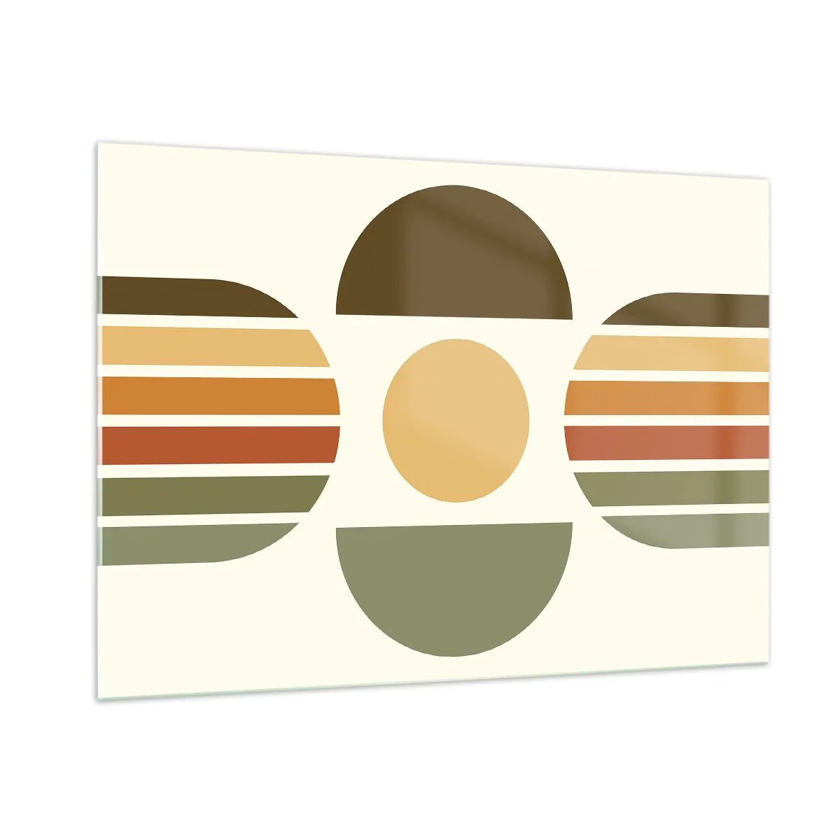 Cuadro sobre vidrio - Impresiones sobre Vidrio - Diseño geométrico abstracto con tonos terrosos y formas atrevidas. - 100x70cm - Los tonos de la tierra - Decoración de pared moderna para salón y dormitorio ARTTOR