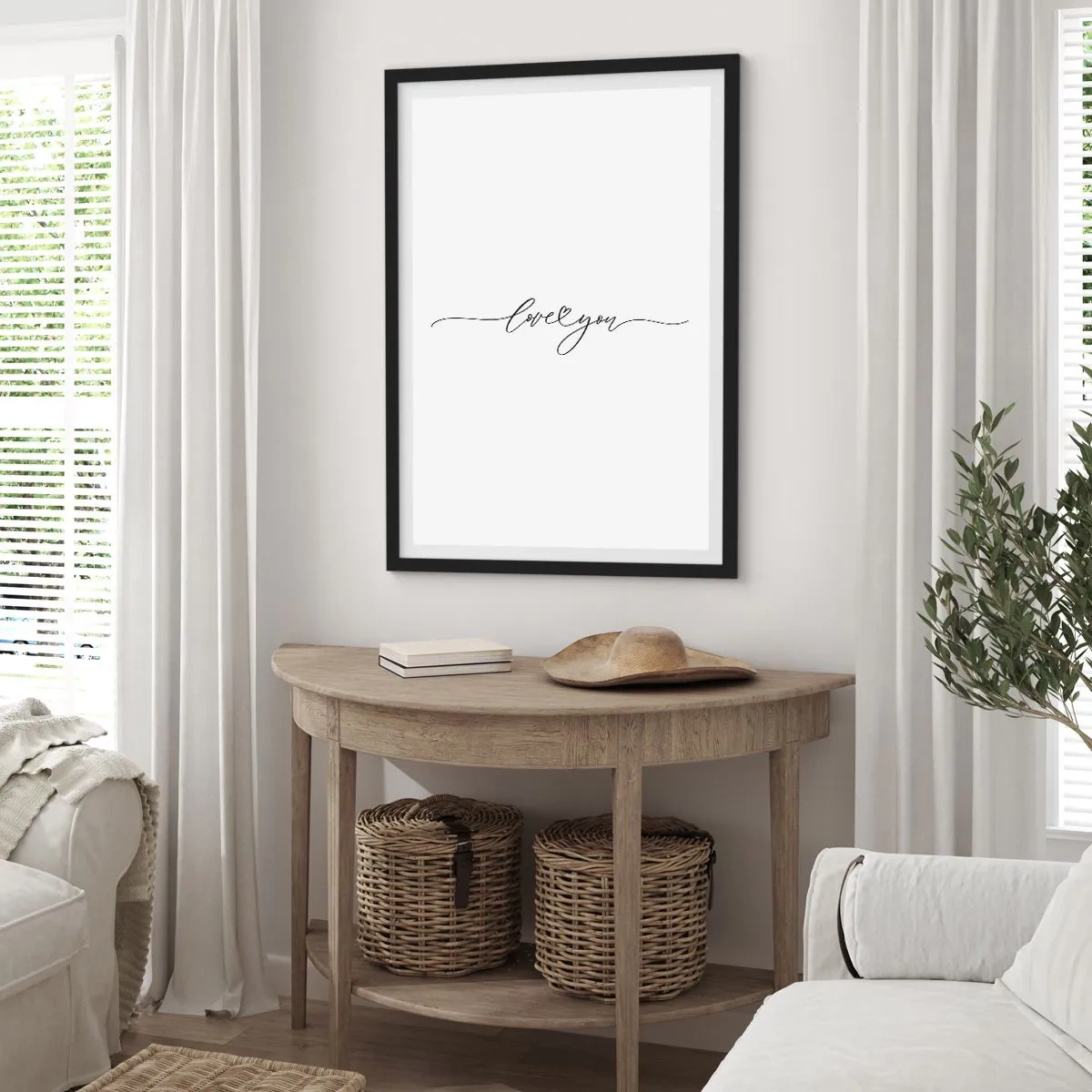 Póster en marco negro - Negro sobre blanco - 40x50 cm