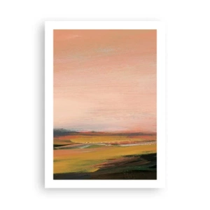 Póster - Paisaje abstracto en tonos cálidos del atardecer - 50x70cm - En tono rosa - Decoración de pared moderna para salón y dormitorio ARTTOR