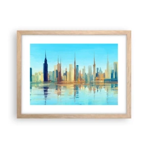 Póster en marco roble claro - Metrópolis soleada - 40x30 cm