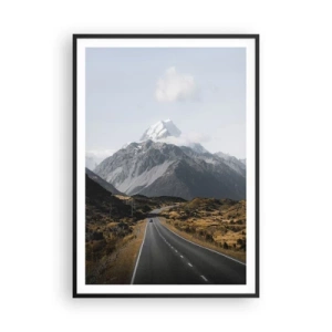 Póster en marco negro - El camino al corazón de las montañas - 70x100 cm