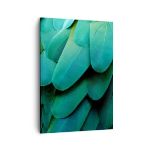 Cuadro sobre lienzo - Impresión de Imagen - Detalle de plumas en tonos verdes. - 50x70cm - La precisión de la naturaleza  - Decoración de pared moderna para salón y dormitorio ARTTOR