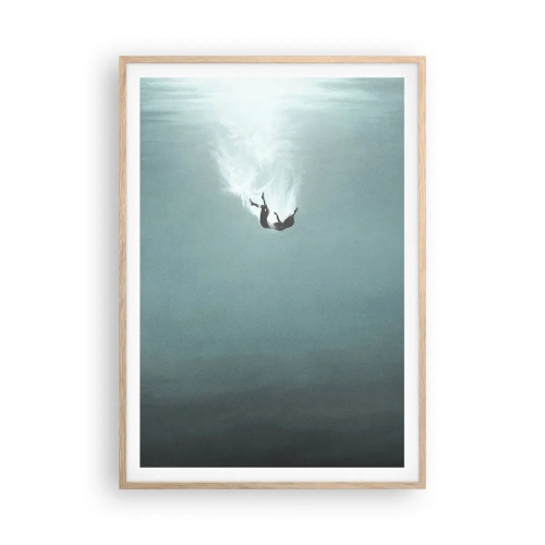 Póster en marco roble claro - En el abrazo del océano - 70x100 cm