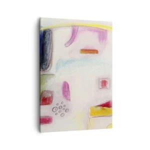 Cuadro sobre lienzo - Impresión de Imagen - Formas abstractas coloridas sobre un fondo claro - 50x70cm - Convexo, cóncavo, plano - Decoración de pared moderna para salón y dormitorio ARTTOR