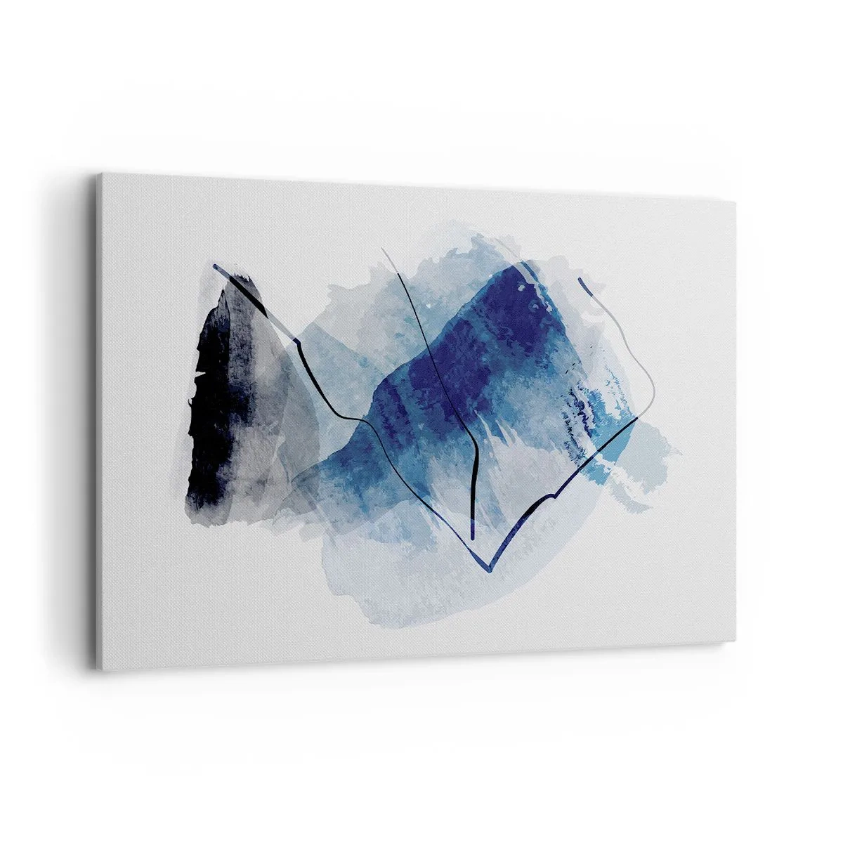 Cuadro sobre lienzo - Impresión de Imagen - Formas abstractas en tonos azules con líneas delicadas. - 120x80cm - Montaña helada - Decoración de pared moderna para salón y dormitorio ARTTOR
