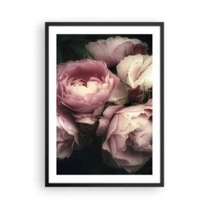 Póster en marco negro - Peonías rosas en un arreglo elegante y clásico. - 50x70cm - El encanto de la belle époque - Decoración de pared moderna para salón y dormitorio ARTTOR