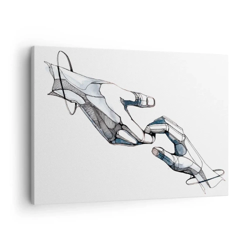 Cuadro sobre lienzo - Impresión de Imagen - Representación artística de una mano en forma minimalista y geométrica. - 70x50cm - Un buen gesto - Decoración de pared moderna para salón y dormitorio ARTTOR