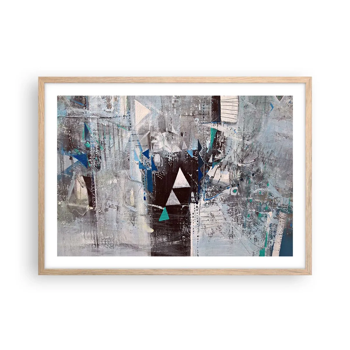 Póster en marco roble claro - El orden superior de los triángulos - 70x50 cm