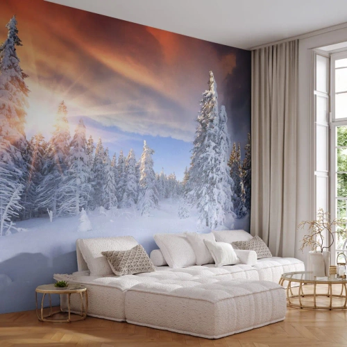 Fotomural Autadhesivo Deluxe Sticker - Un espectáculo de naturaleza nevada - Paisaje, Bosque, Invierno - 100x70 cm