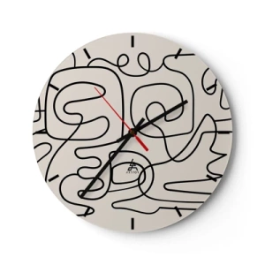 Reloj de pared - Reloj de vidrio - Líneas negras abstractas sobre un fondo claro en un estilo moderno. - 30x30cm - El camino correcto - Decoración de pared moderna para salón, cocina y dormitorio ARTTOR
